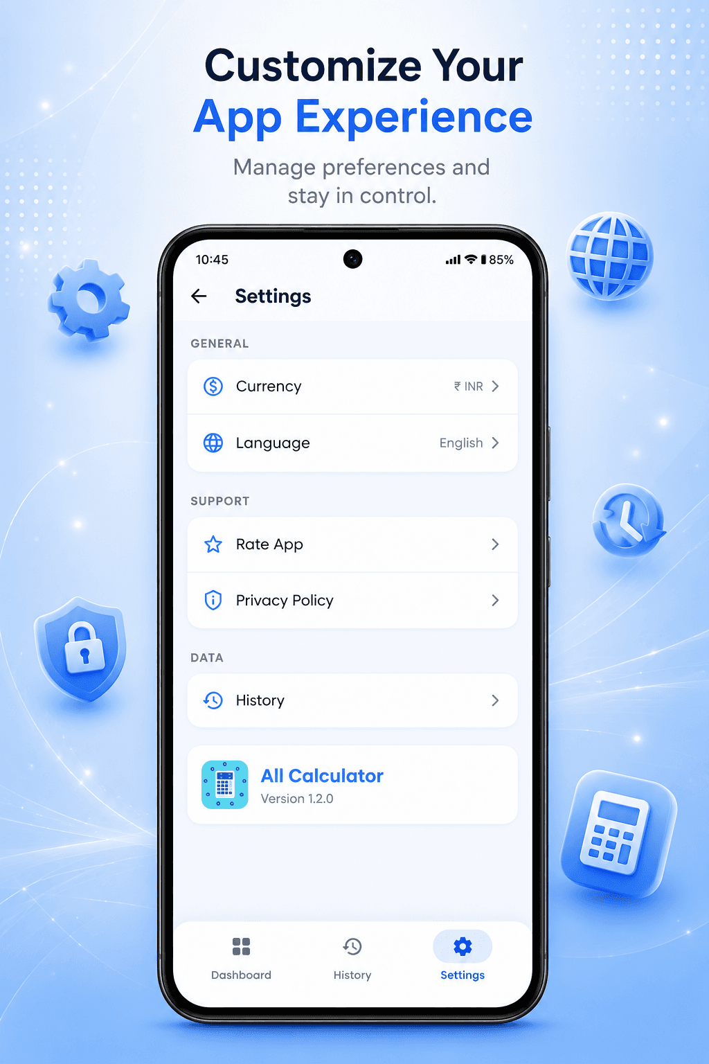 App Experience Settings Screen